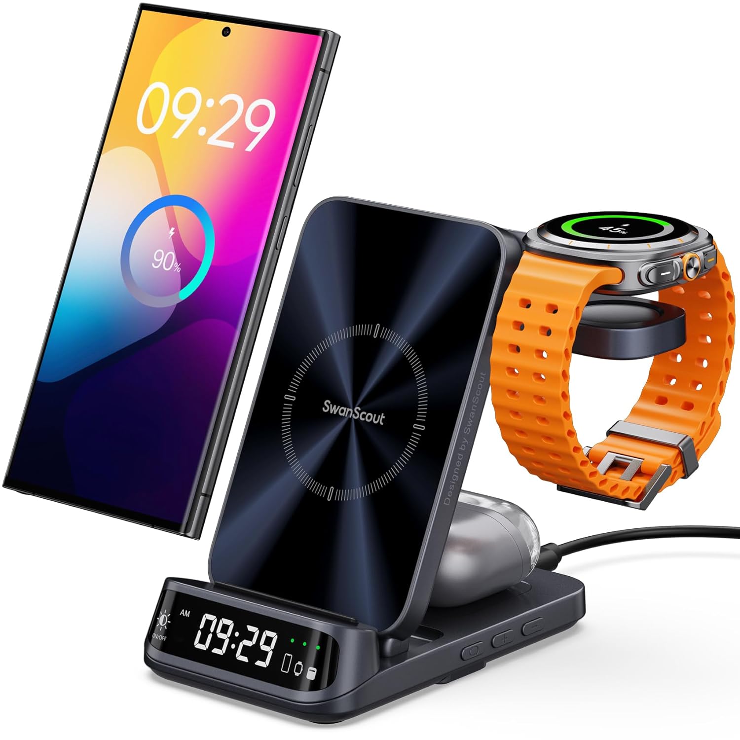 SwanScout 708S Wireless Charging Station for Samsung S25/Wat… SwanScout 708S Wireless Charging Station for Samsung S25/Wat…