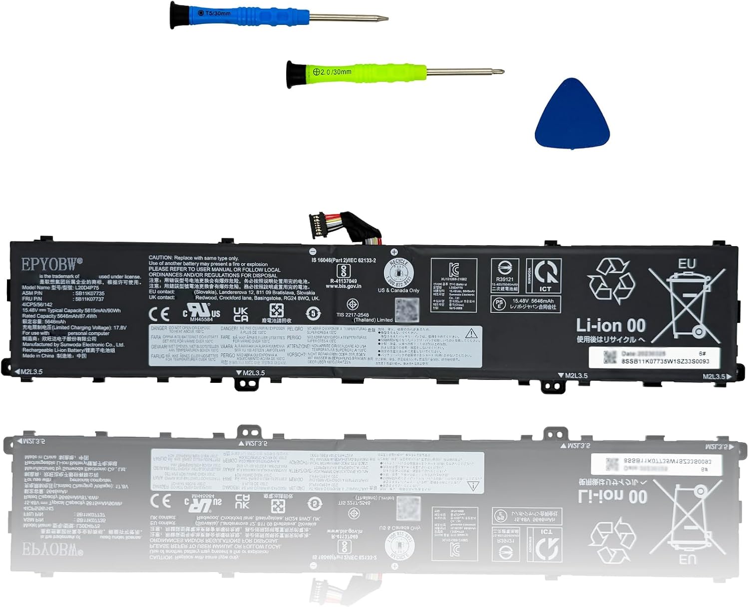 L20D4P75 L20M4P75 Battery 90Wh 15.48V Compatible with Lenovo ThinkPad P1 Gen 4 / ThinkPad P1 Gen 5 / ThinkPad P1 Gen 6 / ThinkPad X1 Extreme 4th Gen/ThinkPad X1 Extreme Gen 5 Series