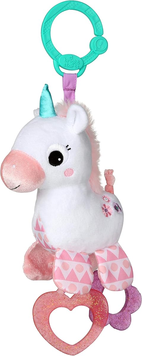 Unicorn Sparkle & Shine Plush Take-Along Stroller or Carrier Toy, Ages 0 Month+, Pink