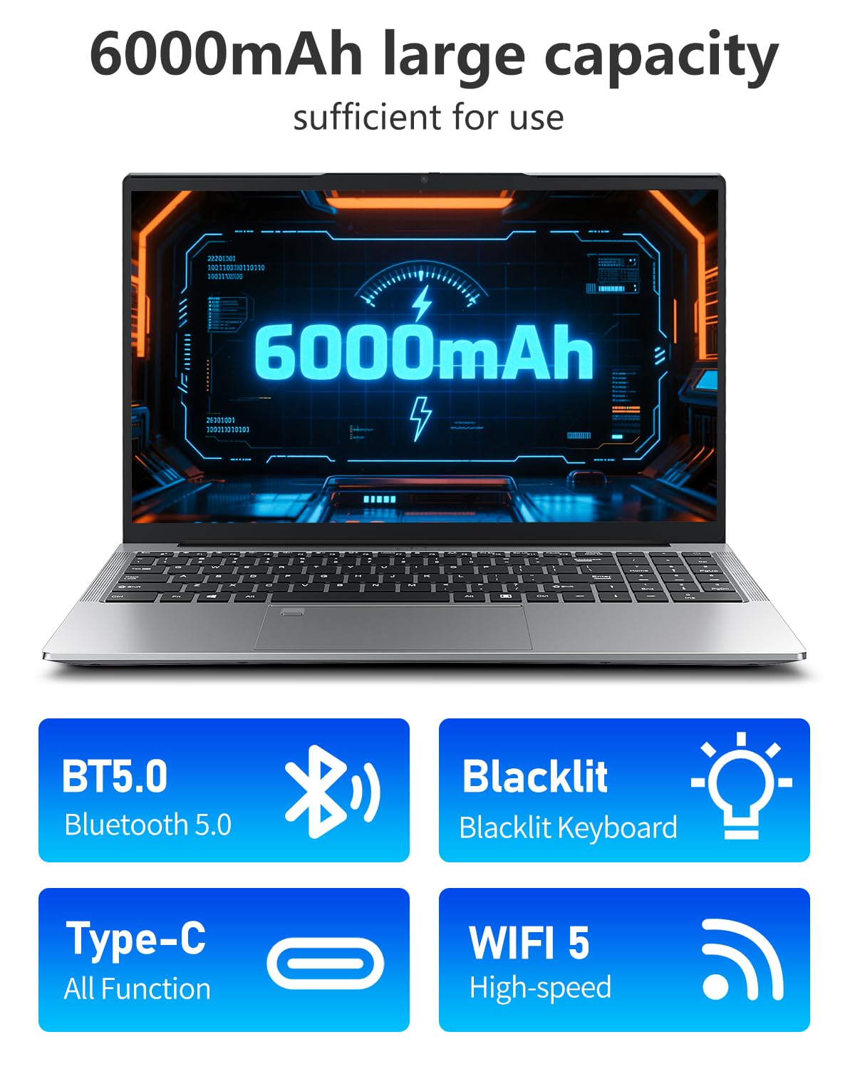 15,6 Pollici Laptop PC Portatile Computer, I3-1025G1 Fino a 3,4 Ghz