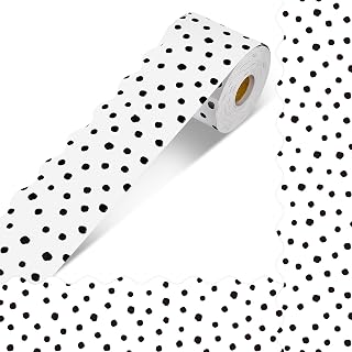 82 Ft Black and White Bulletin Border Roll Classroom Scalloped Dots Border Trims Black White Dot Bulletin Board Decorations for School Classroom Chalkboard Office Wall Decor