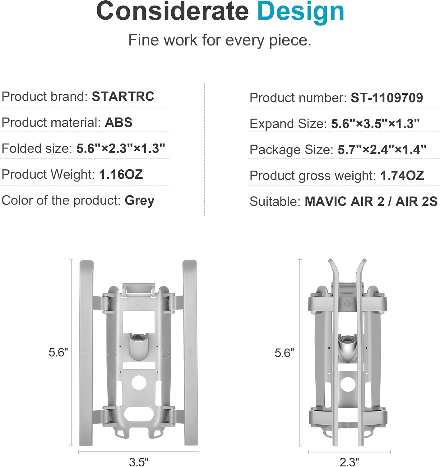 Tomat Light Guide Mavic Air 2 Landing Gear, Quick Release Extension Landing Gear for DJI Mavic Air 2/Air 2S Accessories, Auxiliary Bottom Light Guide Column Landing Leg for DJI Air 2S/Mavic Air 2