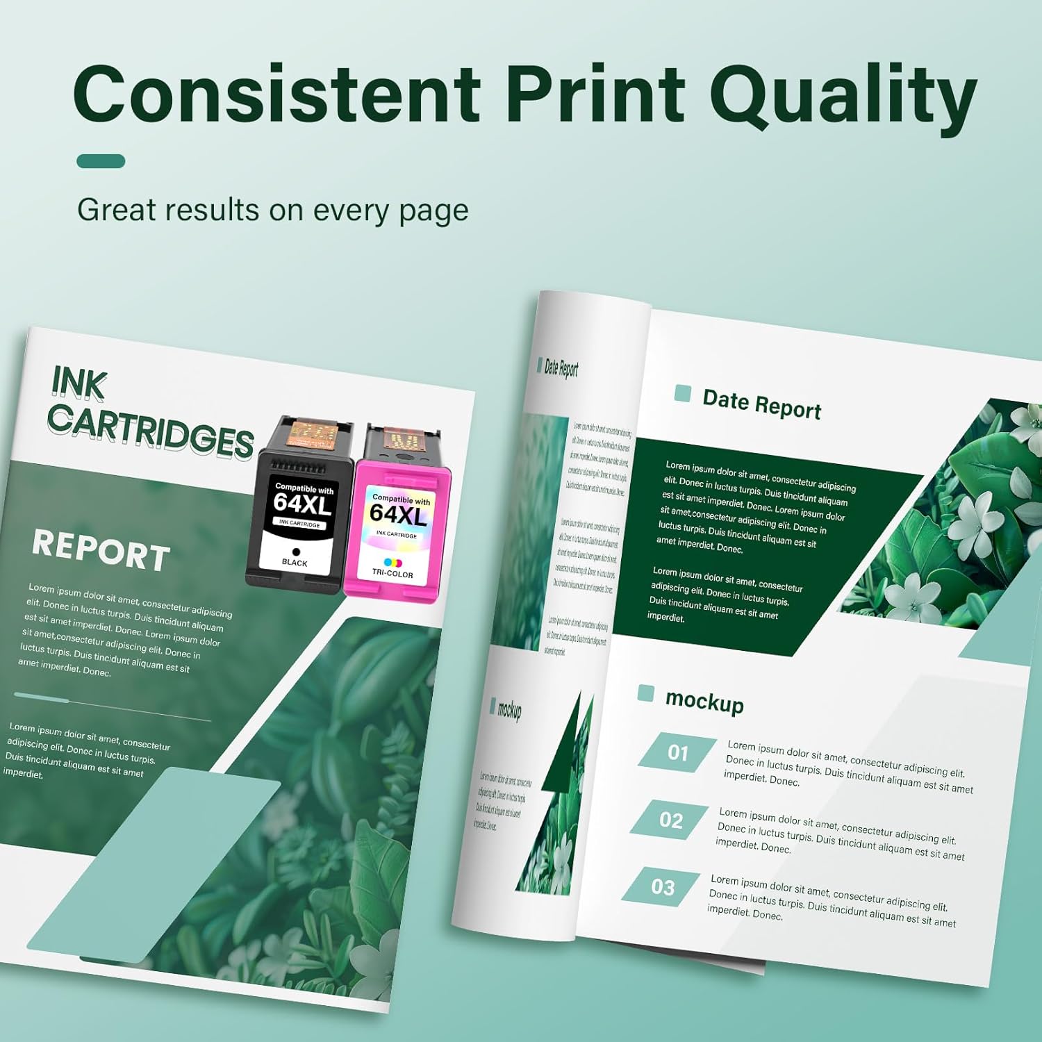 64XL 64 XL 7900e 7855 Black and Color Ink Cartridge Combo Pack Replacement for HP64XL for HP Printers Envy Photo 7855 7858 7155 Inspire 7900e 7200e 7255e 7955e 6255 Tango (2-Pack,Black,Tri-Color)