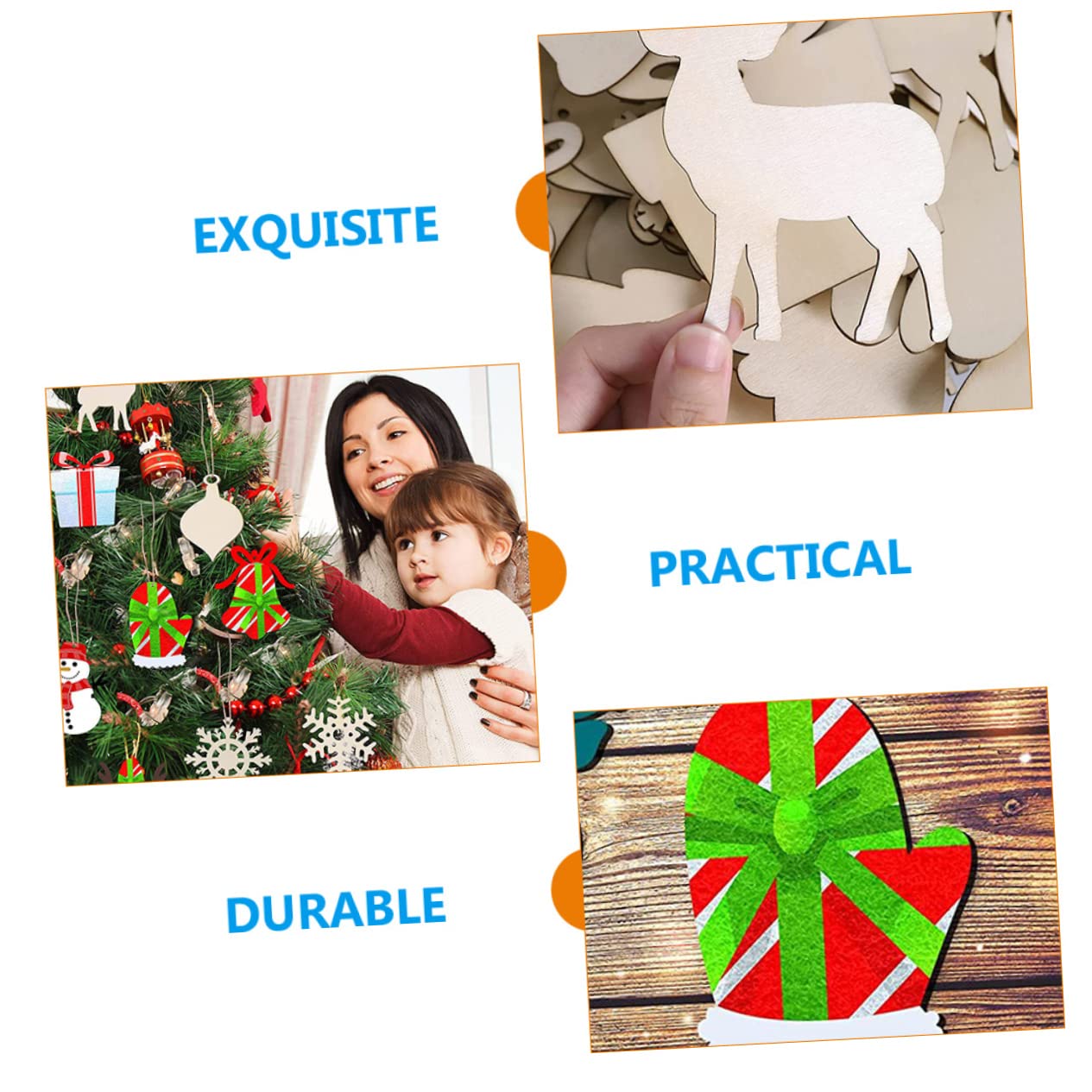 BESTonZON 3ensembles Décoration De Noël Lot De Pendentifs Bois à Peindre Pour Sapin Ornements De Noël Personnalisables Accessoires De Création Artisanale Pendentifs Vides