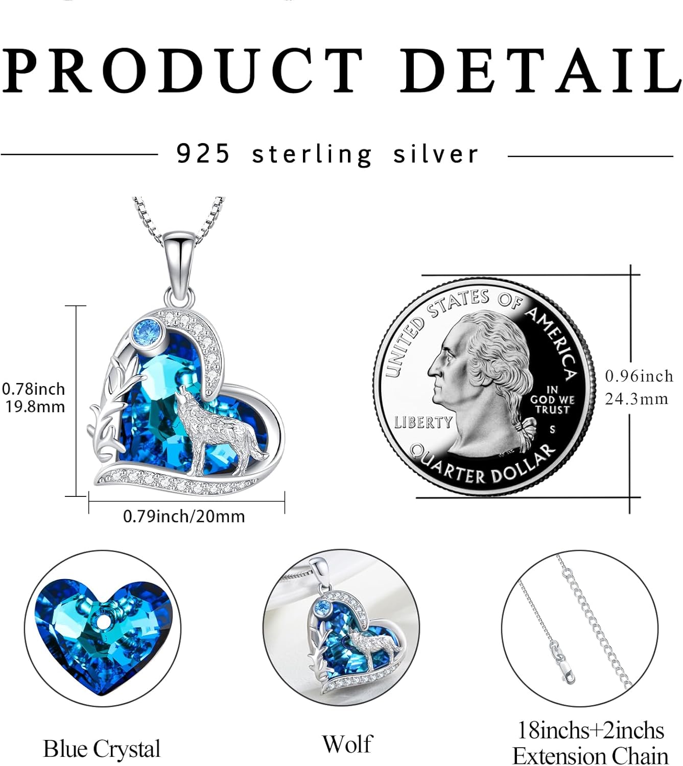 Wolf Necklace for Women S925 Sterling Silver Moonstone Celtic Wolf Necklace Tree of Life Pendant Animal Jewelry Gift for Mom Daughter Wife Halloween - Image 2