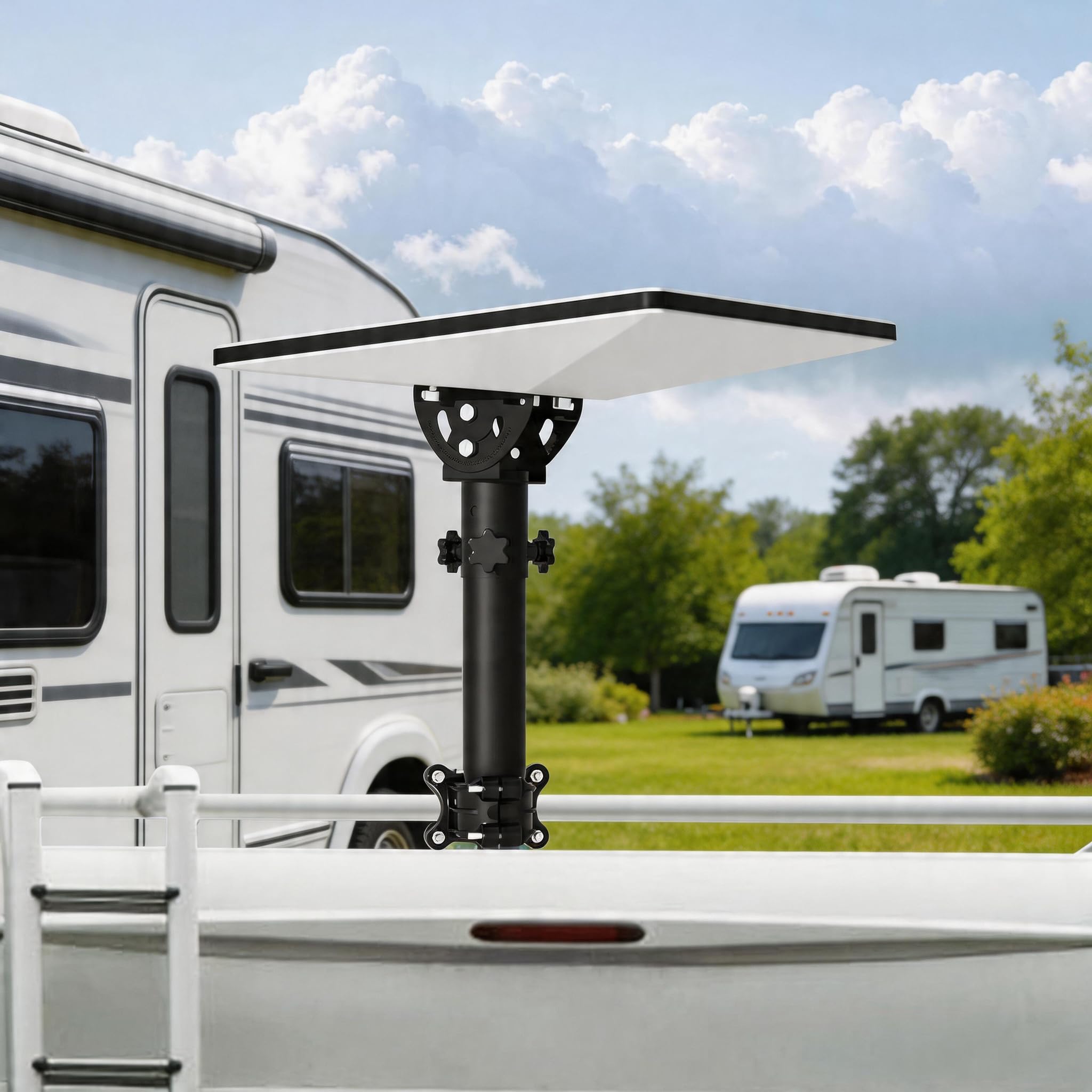 Support Starlink Mini, support de poteau à pince RV, réglable sur 160 degrés, équipé d'un adaptateur de tube Starlink Mini, réglable pour installation sur véhicule, camping-car, échelle et yacht.
