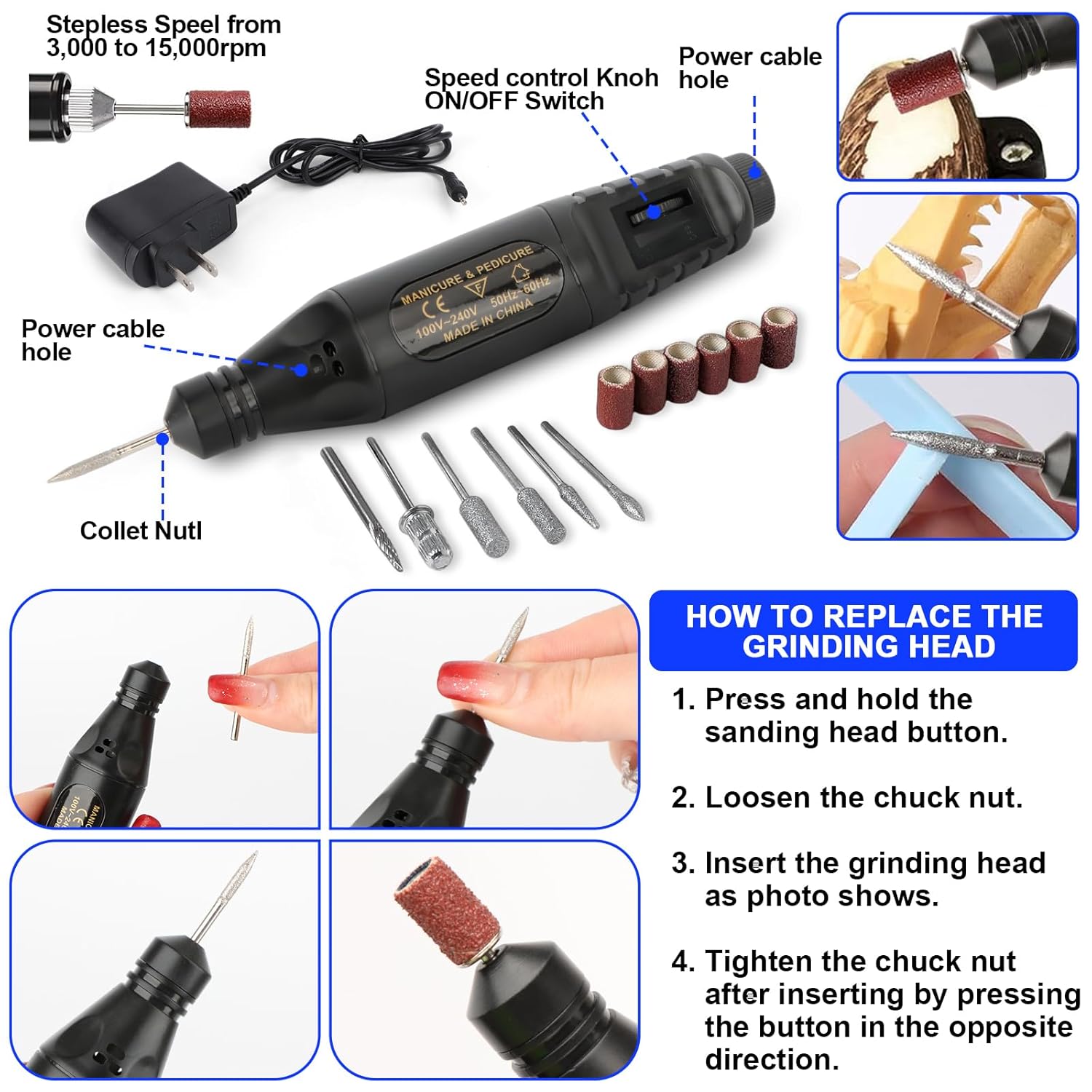 135PCS 3D Printer Tools & Accessories Kit,3D Printing Tool Set with Tool Box,3D Printer Accessory Including Nozzle Cleaning Kit,Electric Polishing Machine,Deburring Tool,Sanding Pens,Deburring Kit