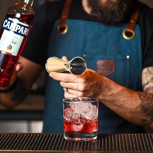 Miniatura 4 de BRIOUT - Jigger de cóctel doble japonés de calidad alimentaria 304 de acero inoxidable de grado alimenticio, 2 onzas, 1 onza con medidas en el