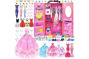 BNUZEIYI 84 pack doll clothes and accessories with doll closet