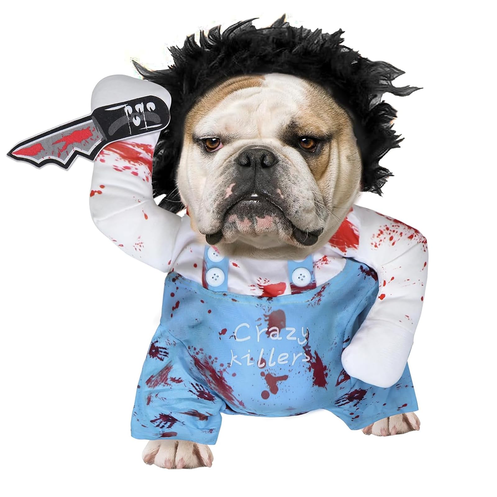Amazon | Amzbarley ハロウィン 犬 服 チャッキー コスチューム ピエロ