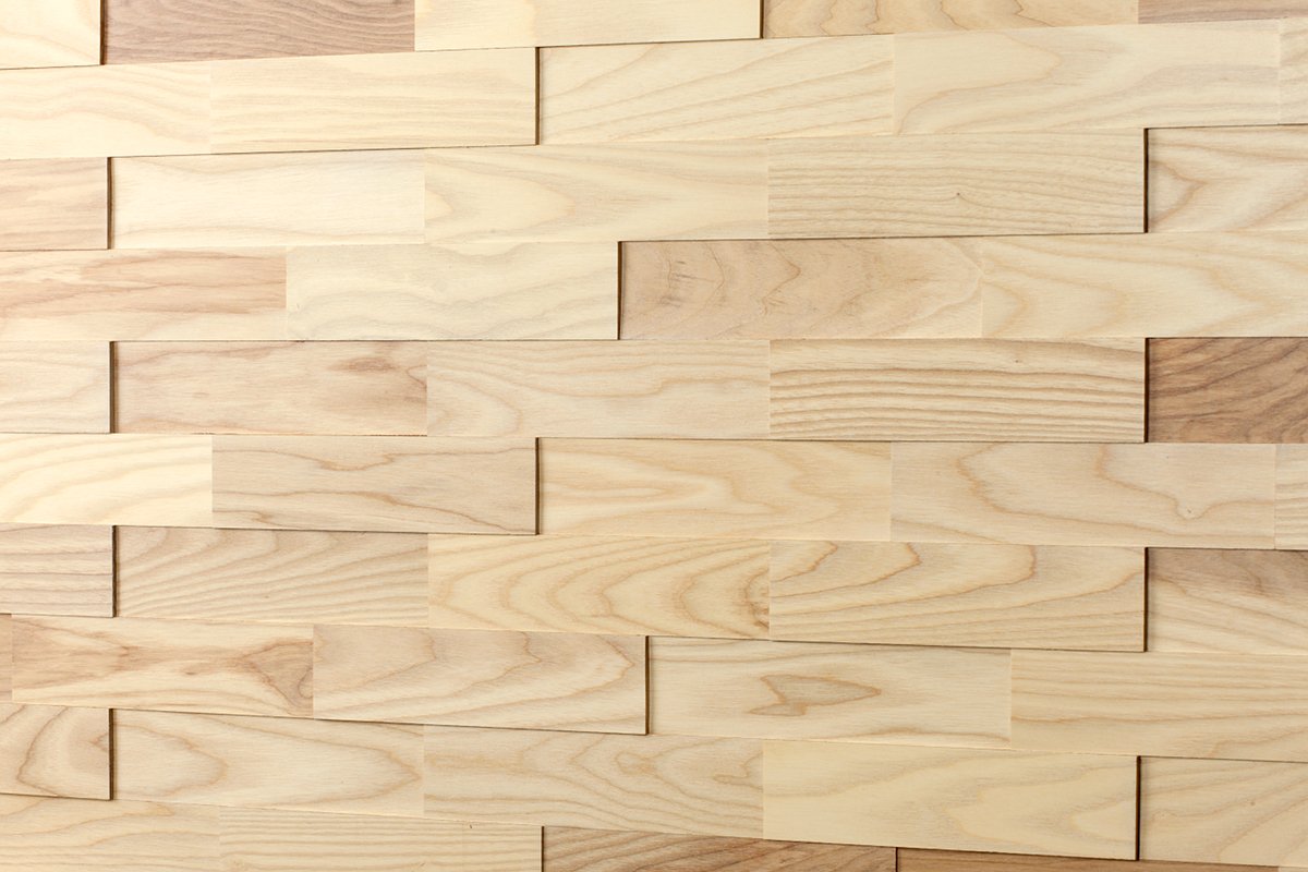 wodewa Wood Cladding for Interior Walls 1m² Natural Ash Wooden Wall Cladding 3D Panels Modern Wall Covering Living Room Kitchen Bedroom Decoration Panelling