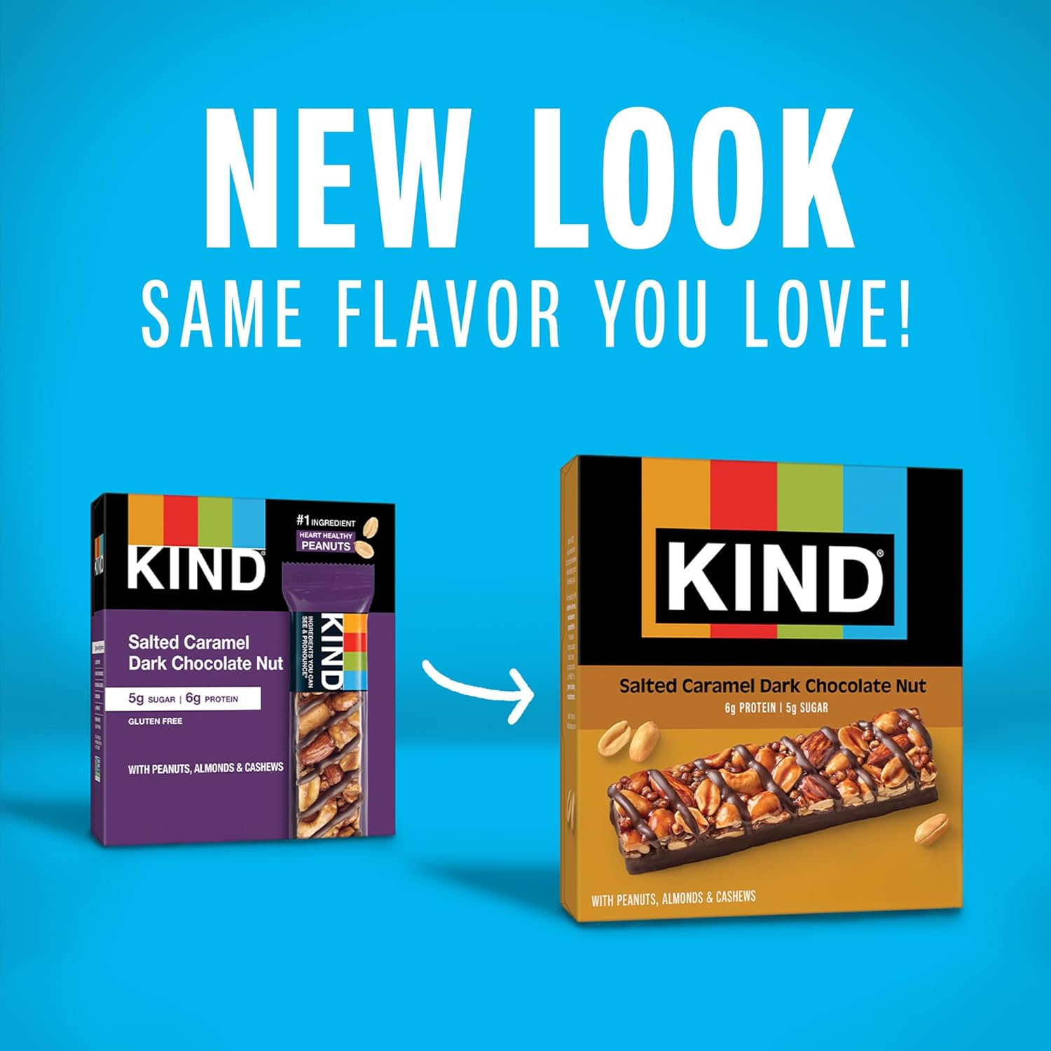 KIND Healthy Snacks Bars, Salted Caramel Dark Chocolate Nut, Gluten Free, Low Sugar, High Fiber Snacks, 6g Protein, 6 Count