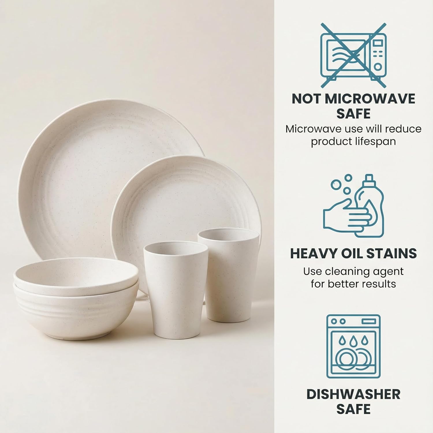 Supernal Wheat Straw Dinnerware Sets,Dish Sets for 8,Plates and Bowls Set Dishwasher Safe,Unbreakable Dinnerware,Reusable Plastic Plates,Beige Color 16pcs Plates, 8pcs Bowls, 8pcs Cups. 32pcs Beige