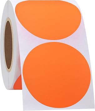 2 Inch Round Labels 300 Pcs Blank Writable Circle Stickers, Peel and Stick Handwriting Tags for Marker Strong Adhesive White Circular Labels for Pricing and Garage Sale Fluorescent Orange
