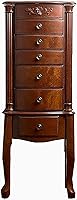 Hives & Honey Morgan Standing Jewelry Armoire with Mirror, 6 Drawers, Necklace Hooks & Anti-Tarnish Lining