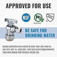 Vista 2 de SUNGATOR Paquete de 2 válvulas de parada angular, válvula de cierre de agua angular de 1/2 x 1/4 de pulgada, cierre de agua del inodoro, 1/4