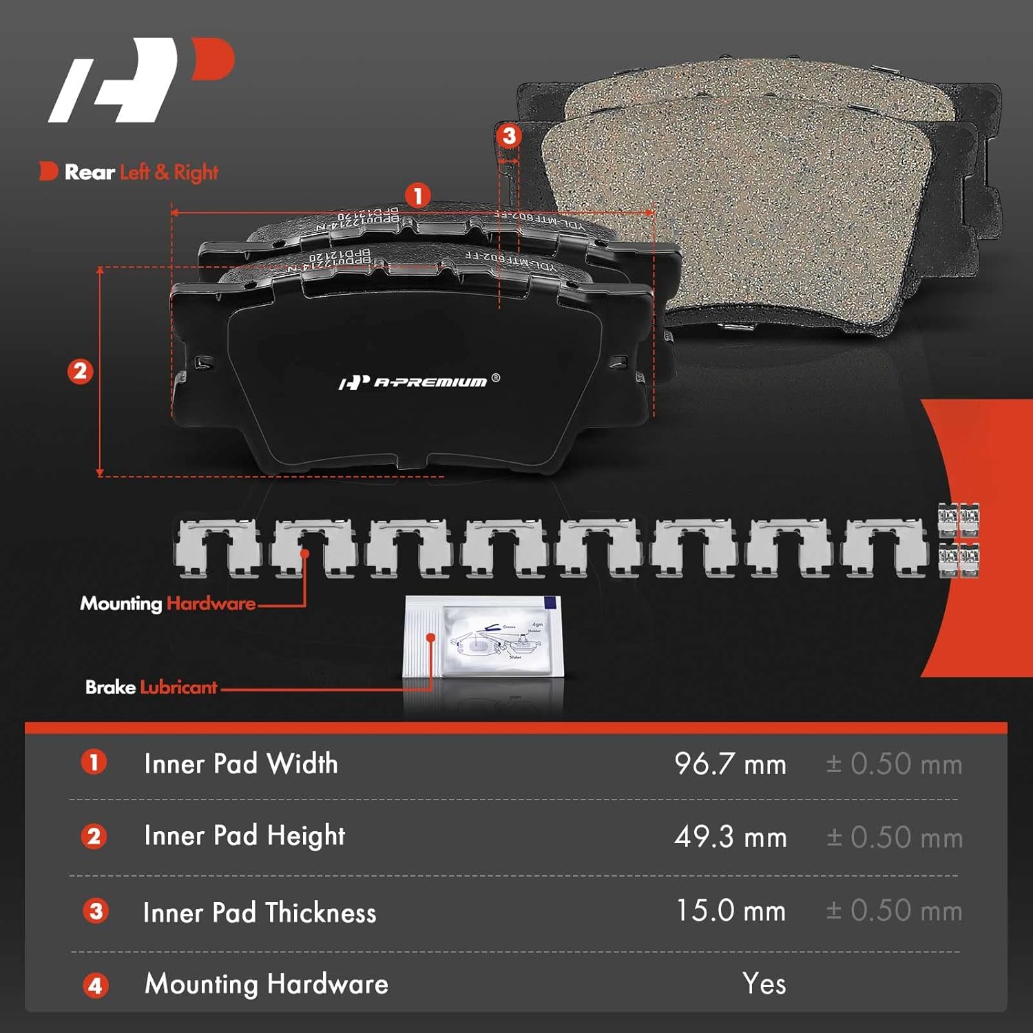 A-Premium Front and Rear Ceramic Brake Pads Set Compatible with Lexus and Toyota Models - ES300h 2013-2018, ES350 2007-2018, Avalon 2008-2018, Camry 2007-2017, with Hardware, 8-Pack