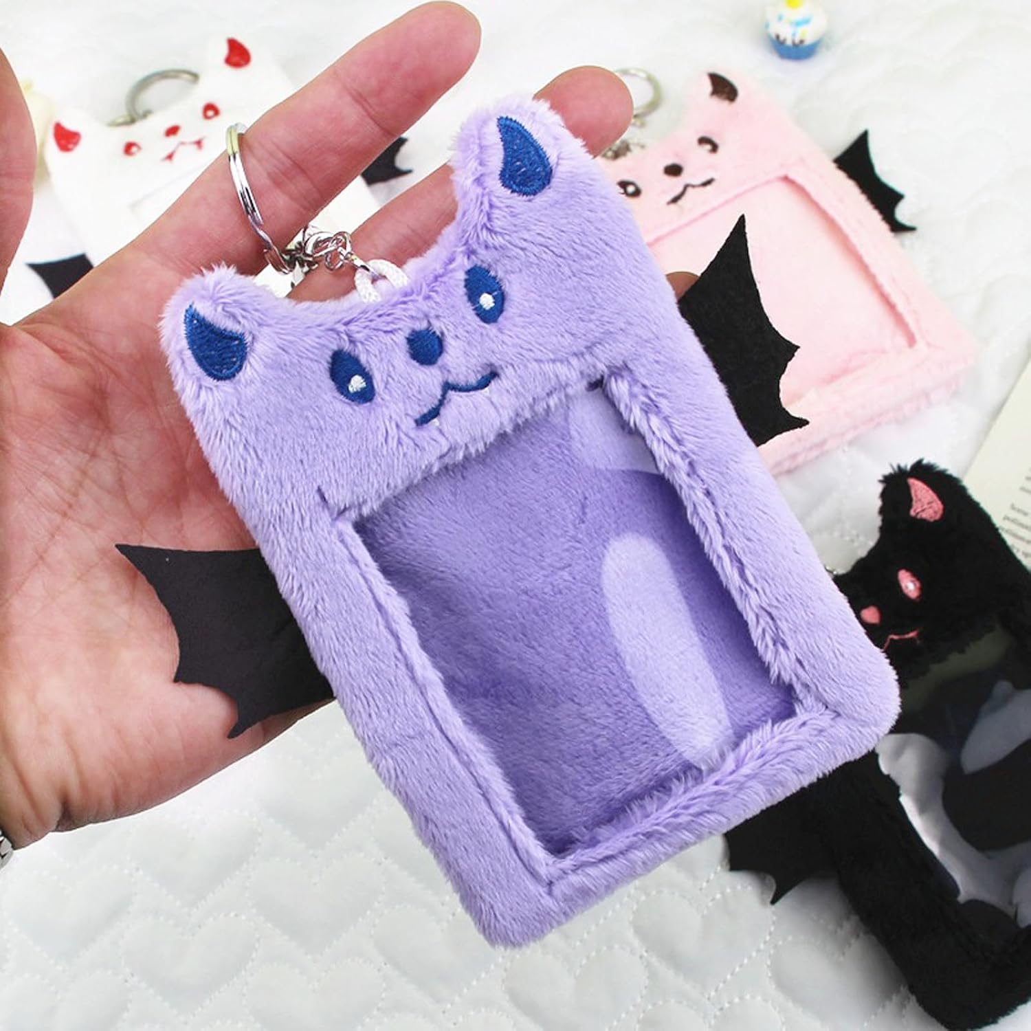 1 Pack Fluffy Photocard Holder, Cute Animal Card Sleeve ID Card Protective Case Cover Korean Style for Girls