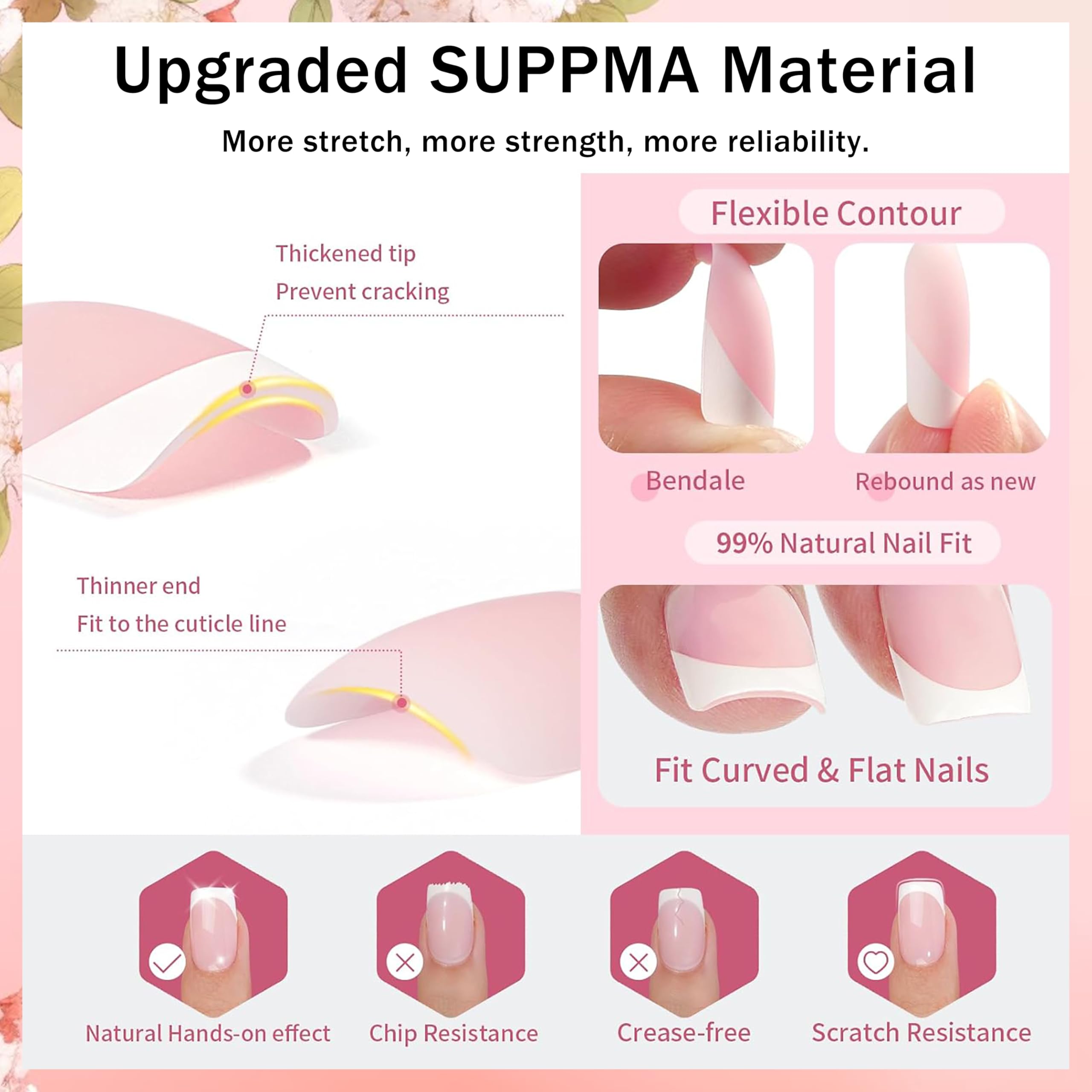 240 sztuk sztucznych paznokci do naklejenia, migdałowe, francuskie, krótkie, sztuczne paznokcie, zestaw z 2 pisakami do paznokci – Full Cover Fake Nail Gel naturalny i przyjemny do paznokci (Almond