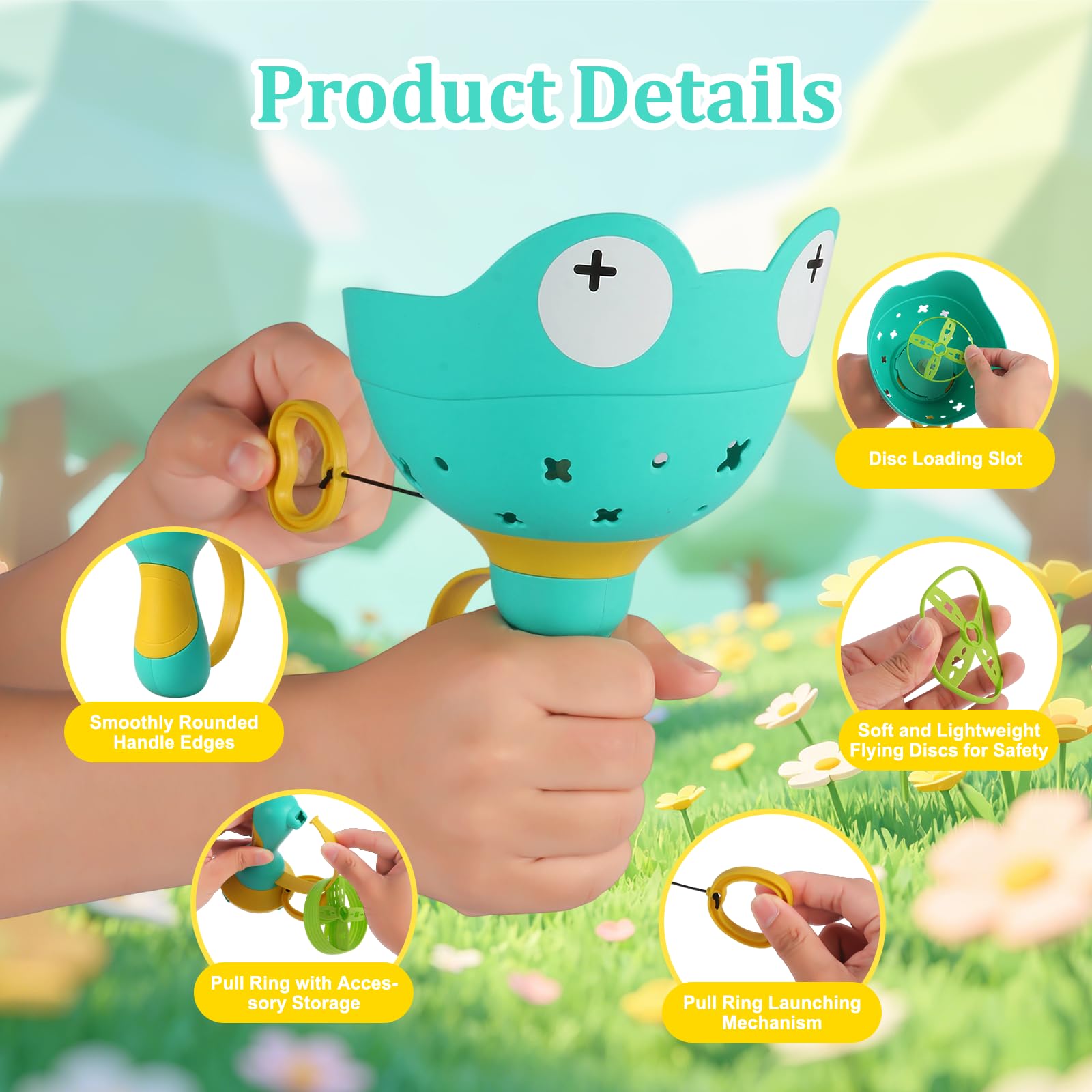 Fliegende Untertasse Launcher, Outdoor Spiele für Kinder ab 4-8 Jahre, 2 Stück + 12 Scheiben, Gartenspielzeug Kinder, Propeller Spielzeug für Kinder, Wurfscheibe Kinder Geschenk