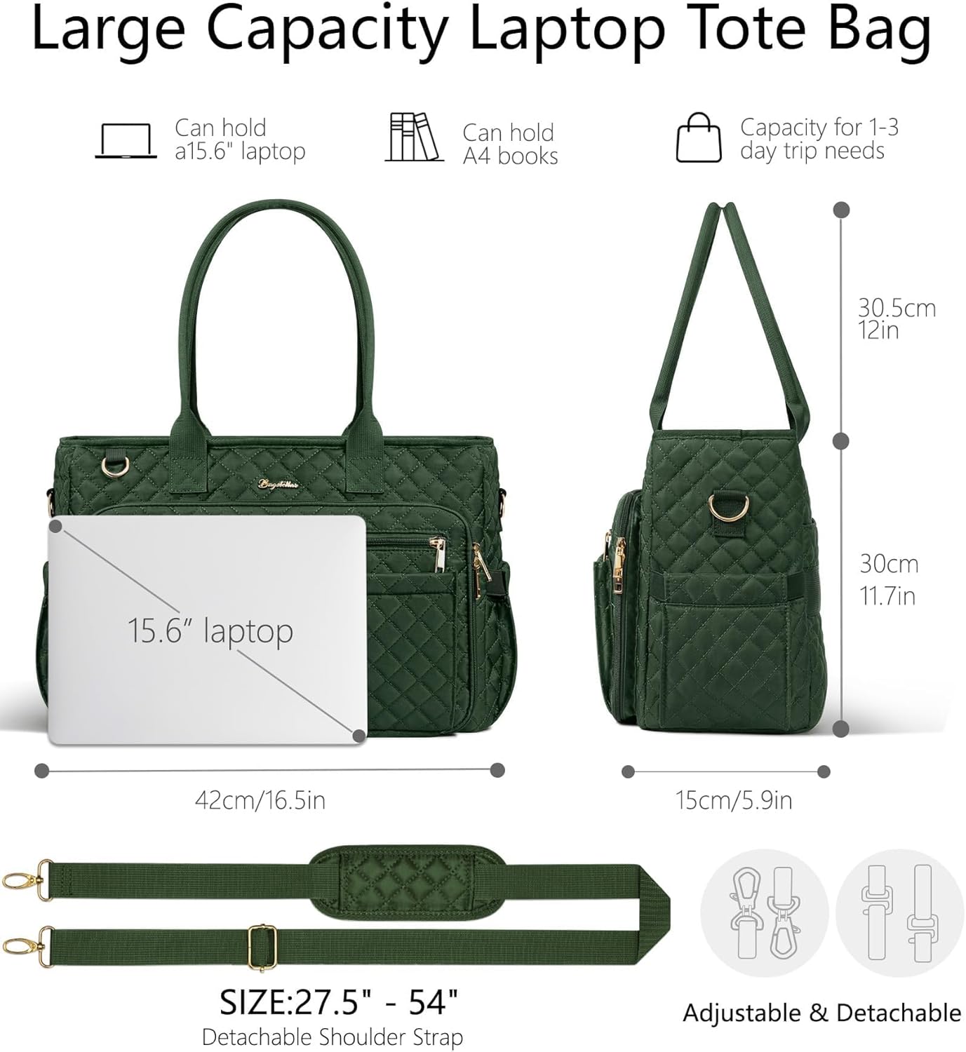 Teacher Bags for Women, 15.6 inch Laptop Work Tote Bag Quilted Nurse Bible Computer Shoulder Bag for School Travel | Dream Tote Work Bag, with 40oz Cup Holder, Insulated Pocket, Zipper & Strap, Office Briefcase, Ideal Gift for Women - Image 4