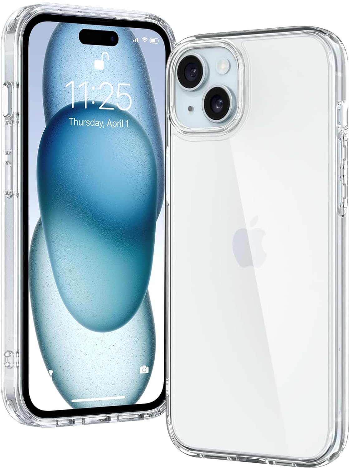 Elzzi Crystal Clear Designed for iPhone 15 Case 6.1' | Anti-Yellowing |Transparent Hard Back Cover | Shockproof Case |TPU + Polycarbonate |