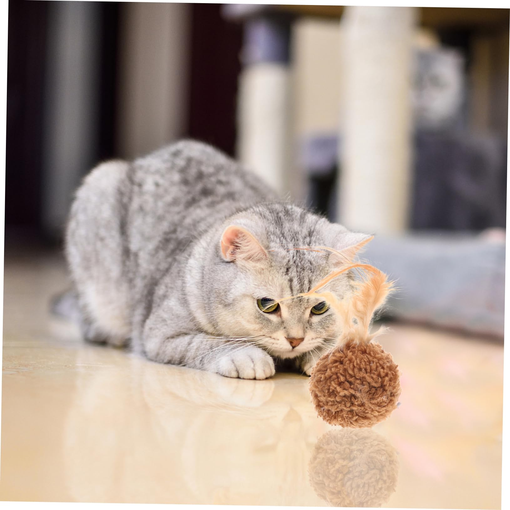Kisangel 27piezas Juguete para Gatos De Peluche y Cascabeles Accesorio Interactivo para Estimulación y Ejercicio De para Gatos y Gatitos