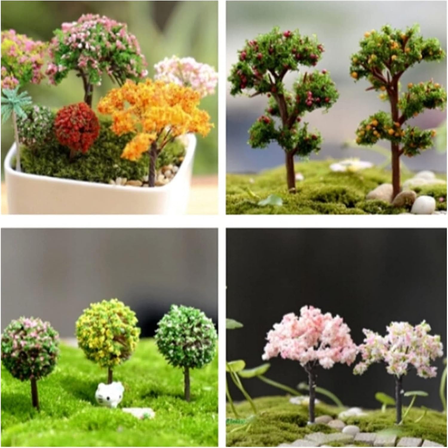 10pcs Mini Tree Fairy Garden Decorations Miniatures Micro Landscape Resin Crafts Bonsai Figurine Garden Terrarium Accessories(4)