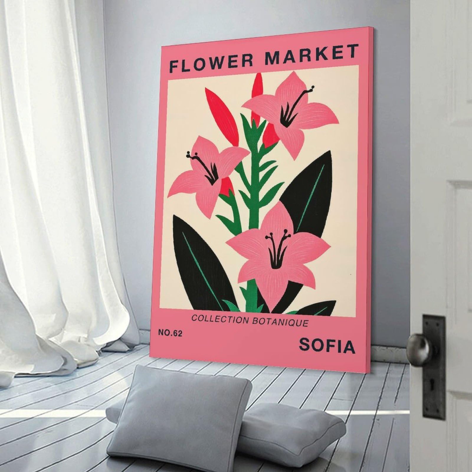 Junmoney Frame-Style-8 Sofia Flower Market Botanical Travel Poster Wall Picture Print, 20X30inch(50X75cm), For New Homes, Bedrooms Or Workspaces, Thoughtful Wall Decor For Art Lovers
