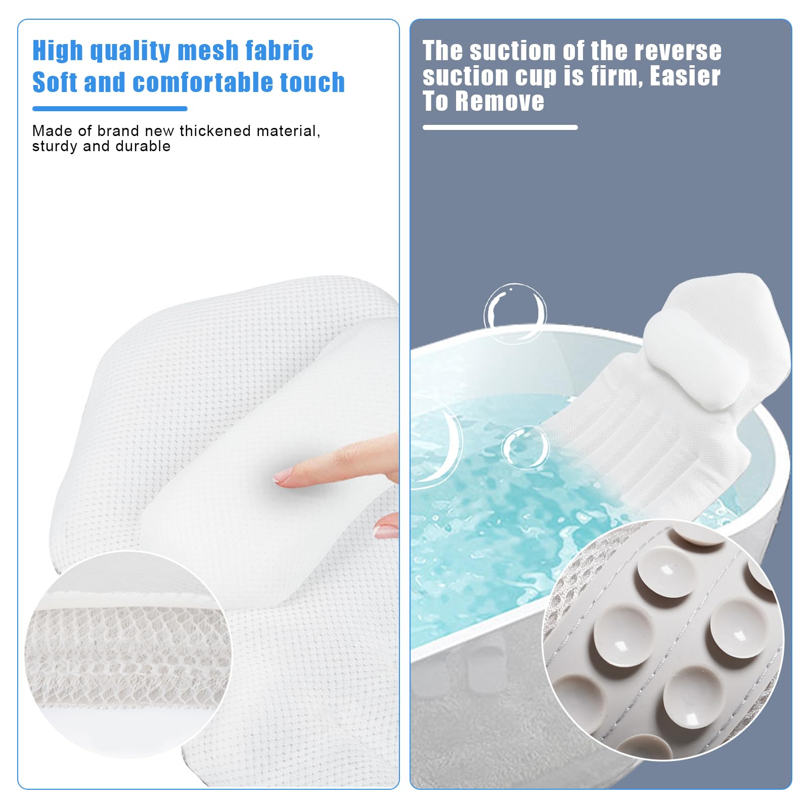 Almohada Bañera Completa 4 en 1 con Ventosas, Cojín Bañera Adultos Antideslizante 134x41cm, Soporte Cabeza, Espalda, Lumbar y Caderas, Accesorios para Bañera de Lujo