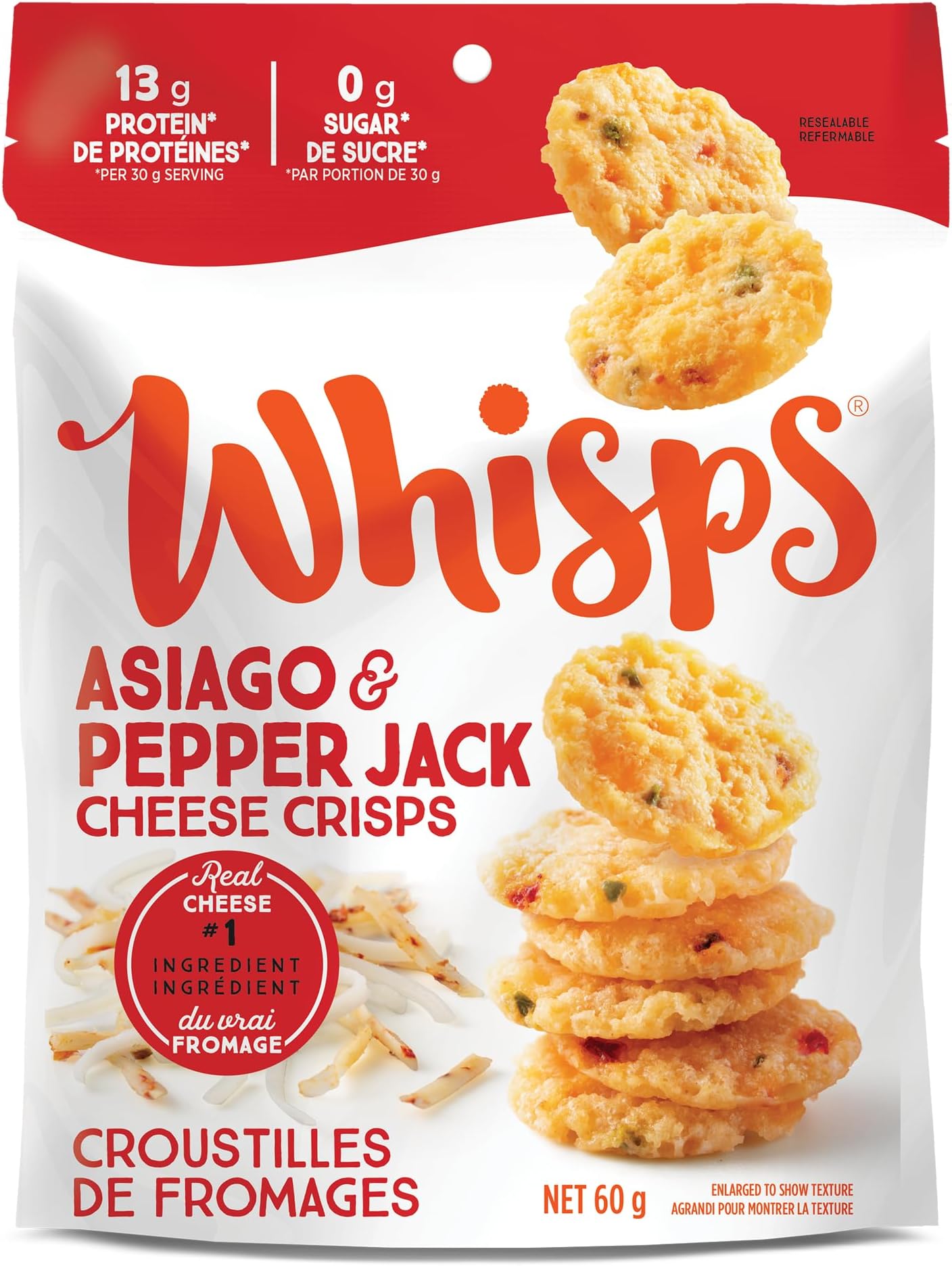 Asiago Pepper Cheese Crisps, 60 GR