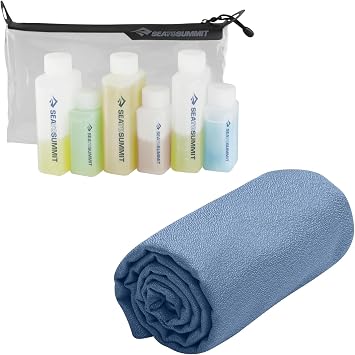 Sea to Summit Travel System Clear Zip Pouch with TSA-Approved Travel Bottles and Airlite Towel