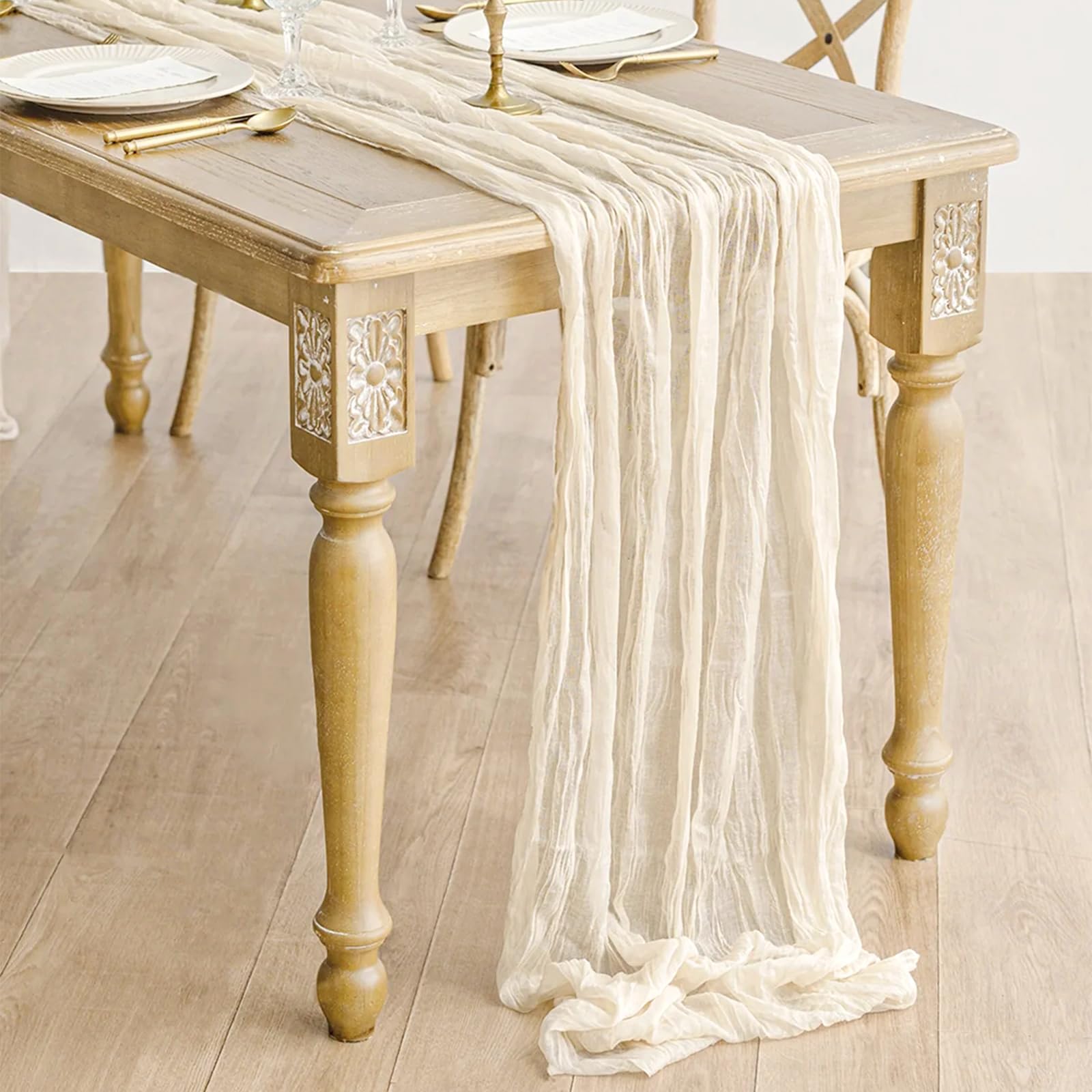 Runner Da Tavola Bohémien In Garza – 90x300 Cm – Colore Rosa – Decorazione Sottile E Trasparente Per Matrimoni, Compleanni E Feste A Tema - 3