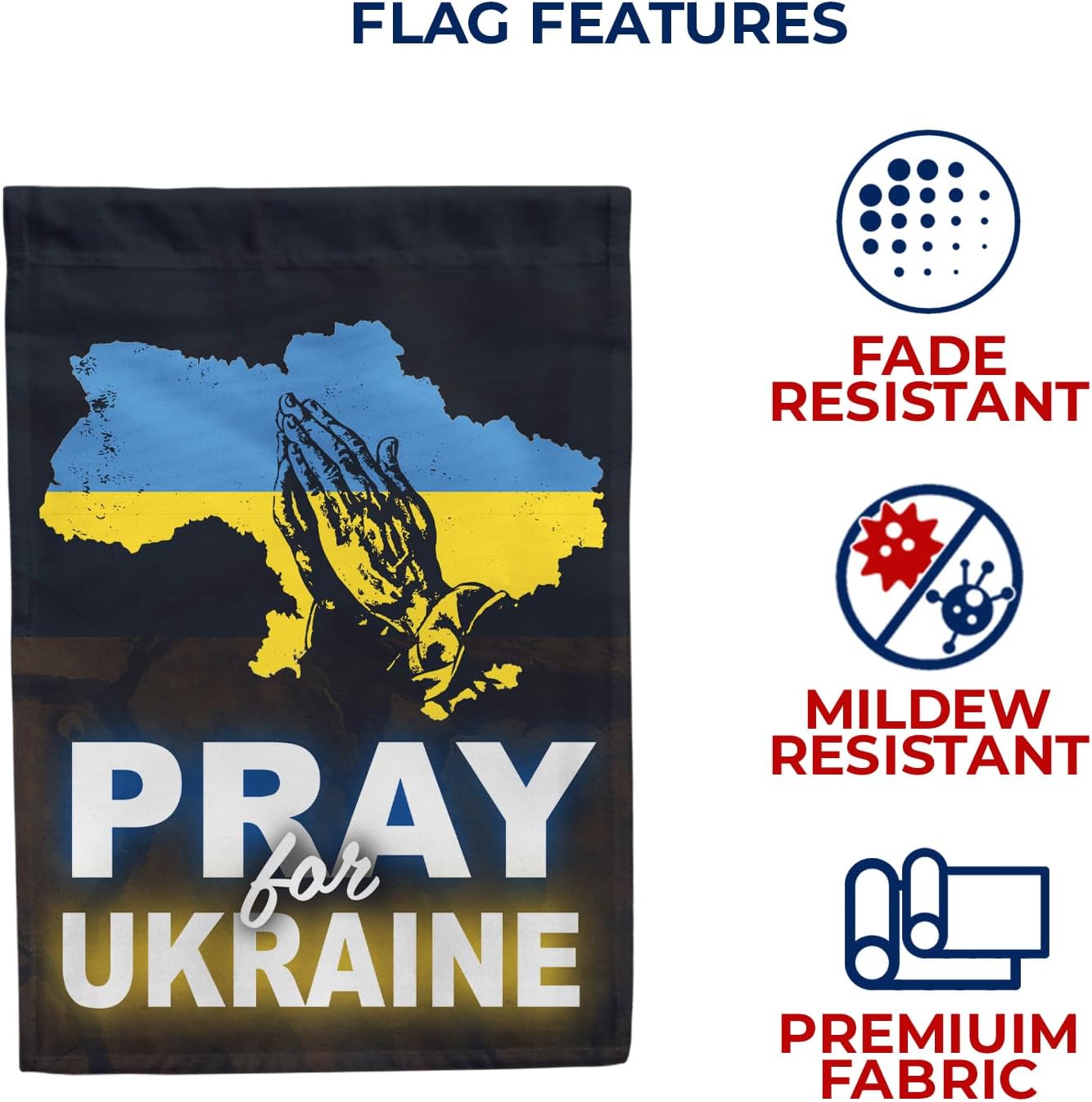 America Forever Pray for Ukraine House Flag 28x40 inch I Stand with Double Sided Outdoor Yard Decorative Russia Conflict Stop War Support National Flag