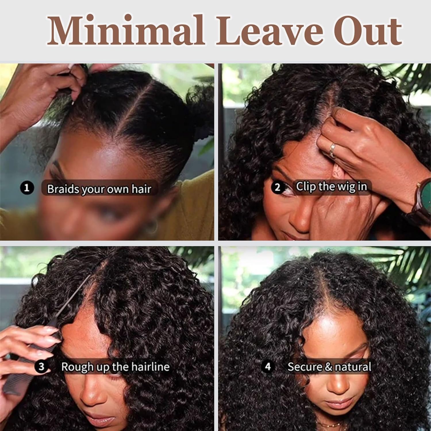 V Part Wig Human Hair Kinky Curly Upgrade U Part Human Hair Wig With Adjustable Drawstring Wig V Shape Clip In Half Wigs Afro Curly for Women No Sew in NO Glue 200% Density 18 Inch