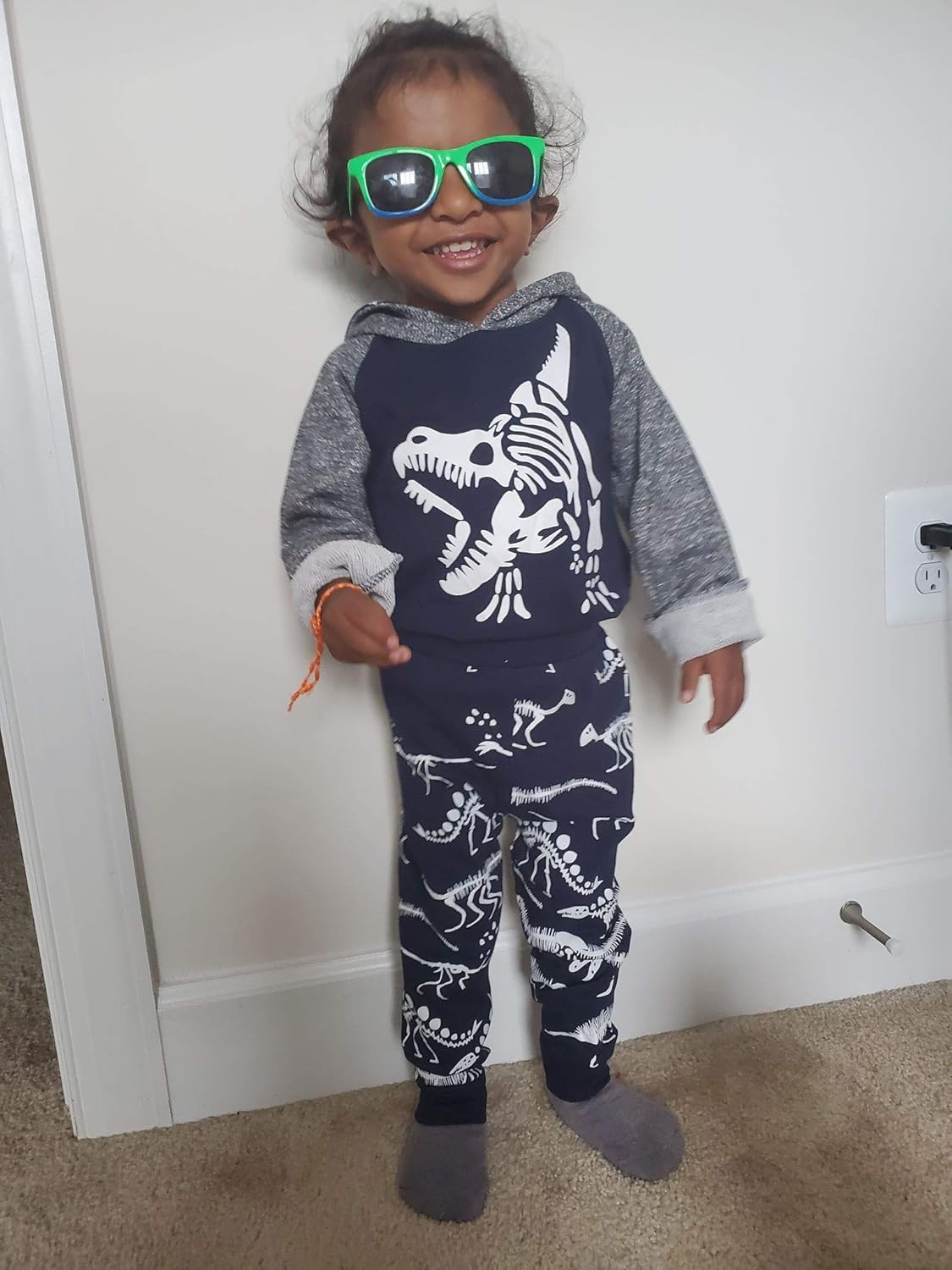 Baby Boys Dinosaur Long Sleeve Hoodie Tops Sweatsuit Pants Winter Outfit Set - Image 3