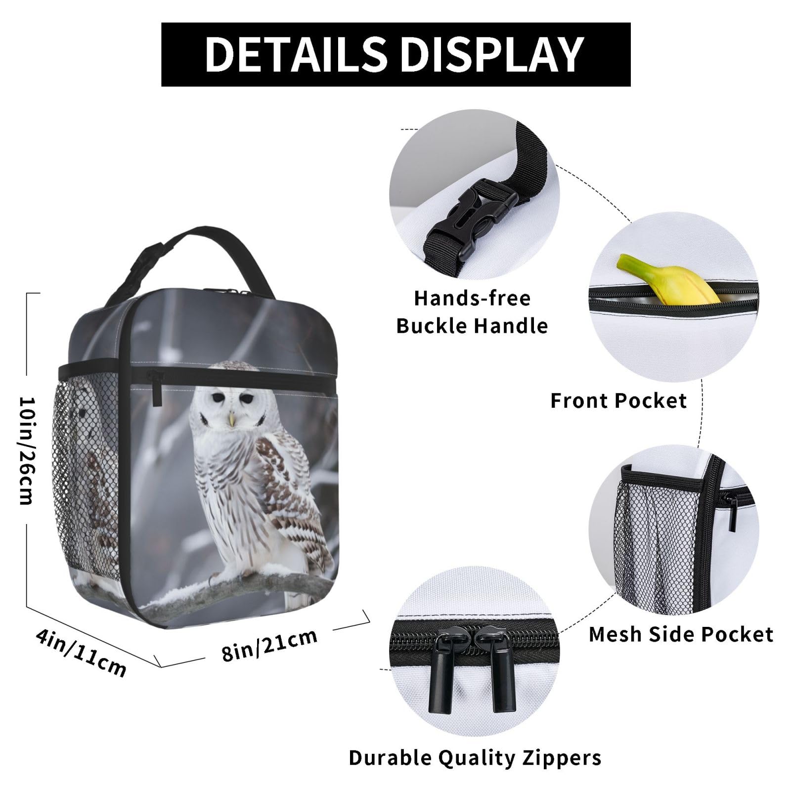 Isolierte Lunchbox Mit Süßem Eulen-Motiv – Perfekt Für Schule, Büro & Picknick, Wiederverwendbare Kühltasche