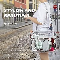 Vista 7 de Bolsas Transparentes Aprobadas para Estadios, Bolsa Tote Transparente + Correa para el Hombro, Bolsa Transparente Grande Gris de gran