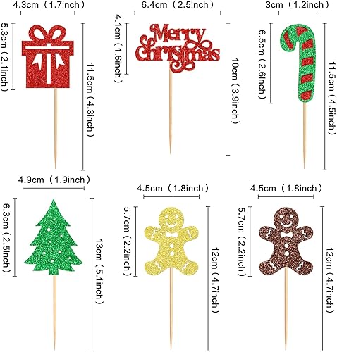 Miniatura 6 de Keaziu 24 piezas de pan de jengibre para cupcakes de Navidad, pan de jengibre, revelación de género, árbol temático de Navidad, regalo de cupcakes,