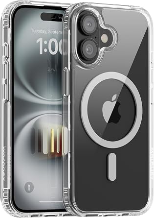 for iPhone 16 Case Clear | Compatible with MagSafe | Camera Control | Military Grade Drop, Shock, Scratch and Fingerprint Resistant, Clear