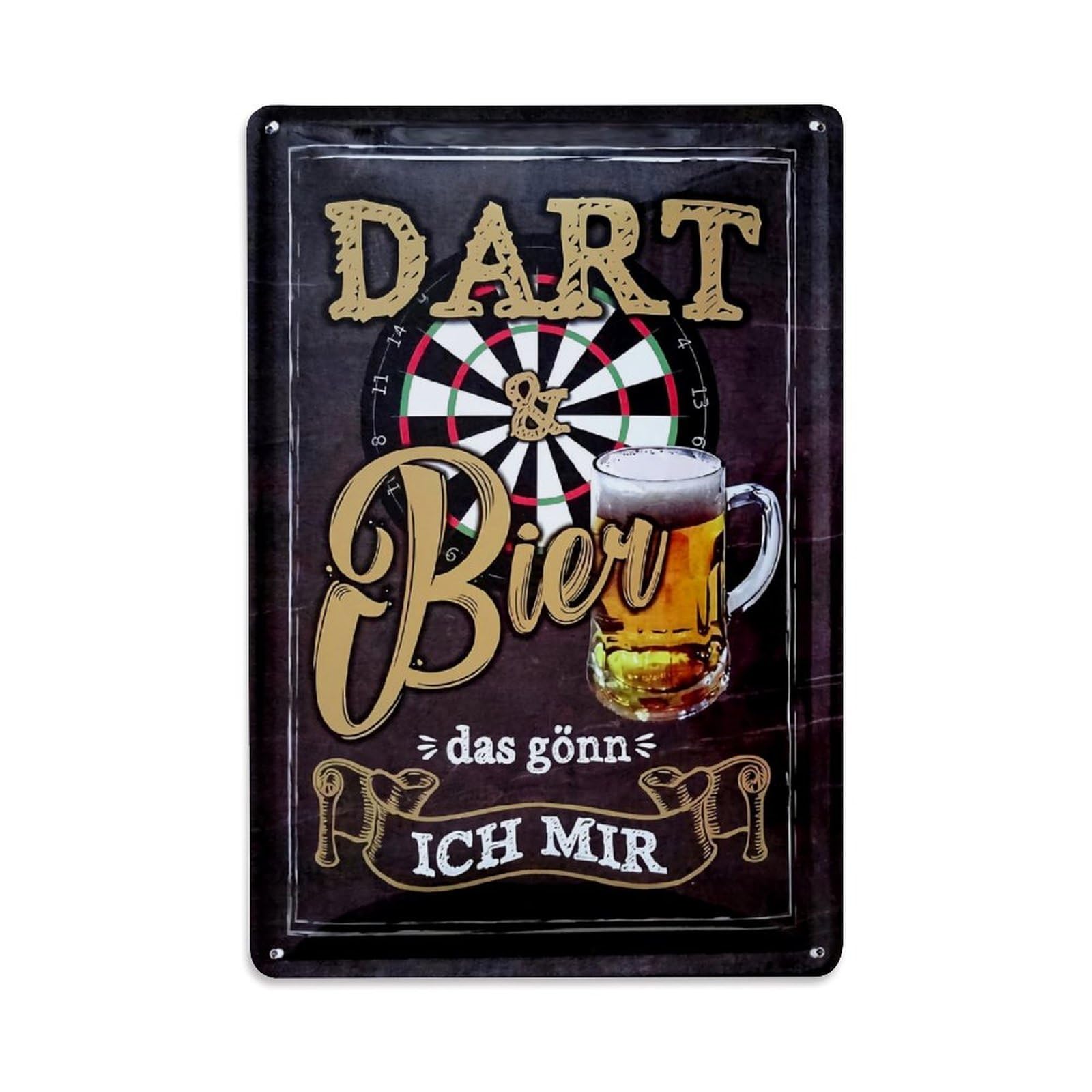 Jdfenggu Vintage Dart And Beer Mug Design Retro Metal Tin Sign, Metal Poster For Bar, Home, Man Cave, Kitchen, Laundry Room Art Decor 8X12 Inch