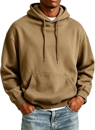 Mens Lightweight Hoodie Athletic Long Sleeve Collar Sweatshirt Kanga Pocket