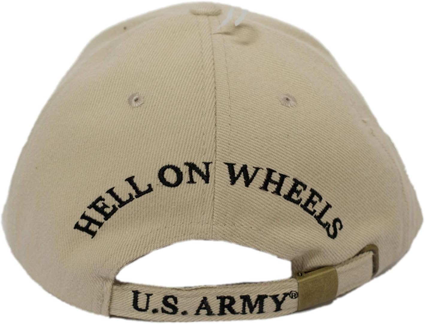 EE U.S. ARMY 2ND ARMORED DIVISION HELL ON WHEELS Direct Embroidered Hat - Color - Veteran Owned Business, Tan