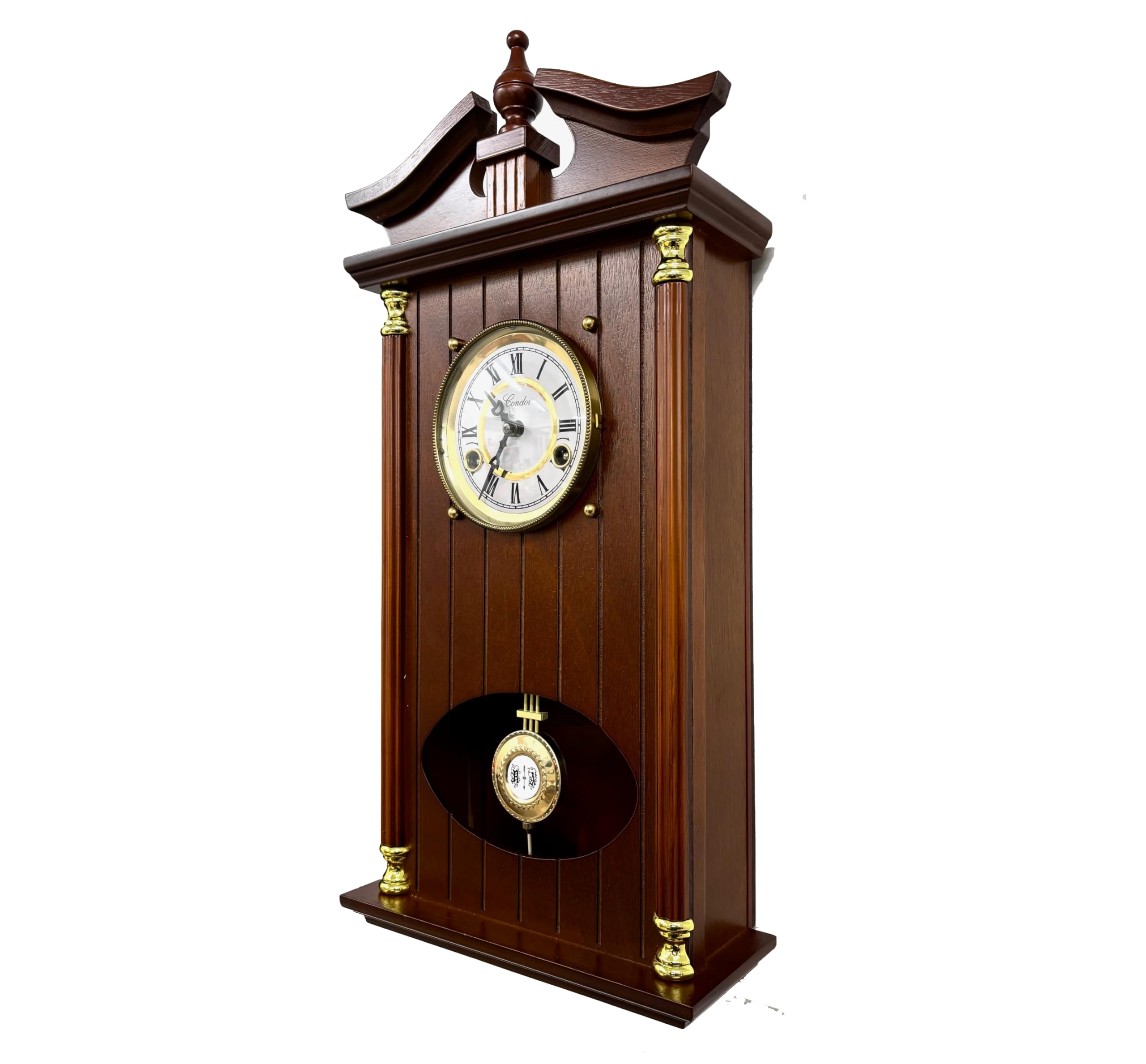 Reloj de Pared de péndulo 60x29x10cm, Reloj mecánico 31 dias, Suena Las Medias y Las Enteras, Espectacular, con Mueble, Sonido Gong