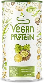 Vegan Protein Powder - Hazelnut Flavour - 600g (40 Servings) - Plant Based Protein Powders - Low Calorie & Gluten Free Vegan Protein Powders - Sprouted Rice, Seeds & Pea Protein Powder - Alpha Foods