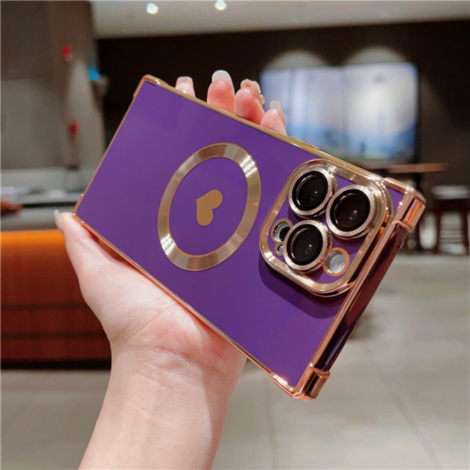 Étui de luxe magnétique iPhone 14 Plus violet souple design - 8
