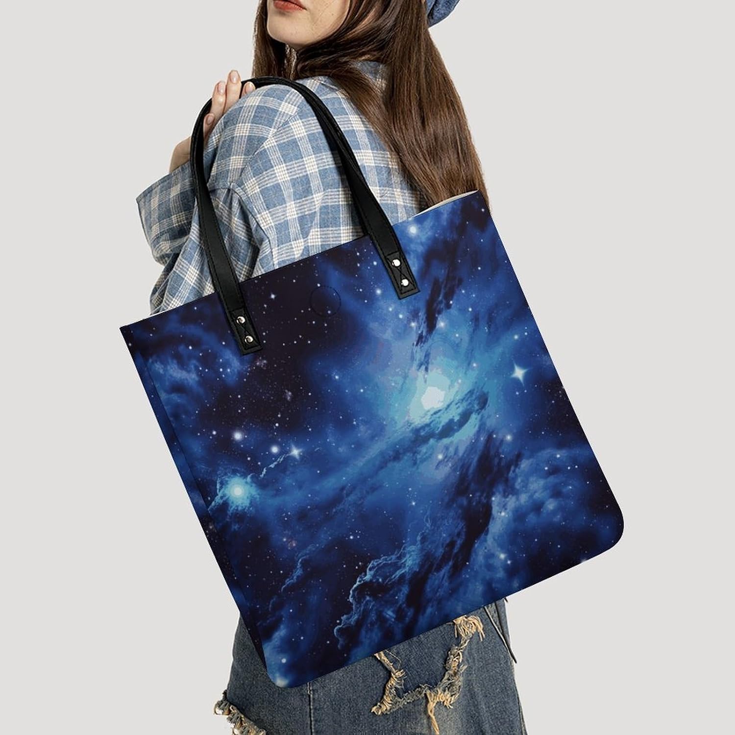 Blue Universe Space Galaxy Handbags Large Capacity, Tote Bag Stylish Slouchy, Shoulder Bags for Work Beach Travel And Shopping Grocery.