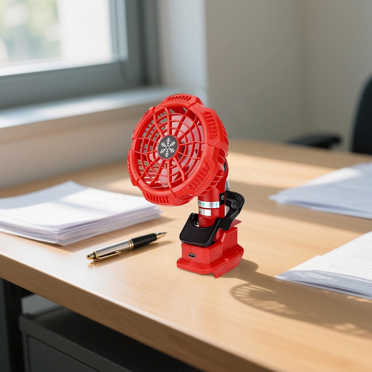 Red Fc109 16.6Cm Fan, Adjustable, USB, Portable, for, 14V-18V Lithium Batteries