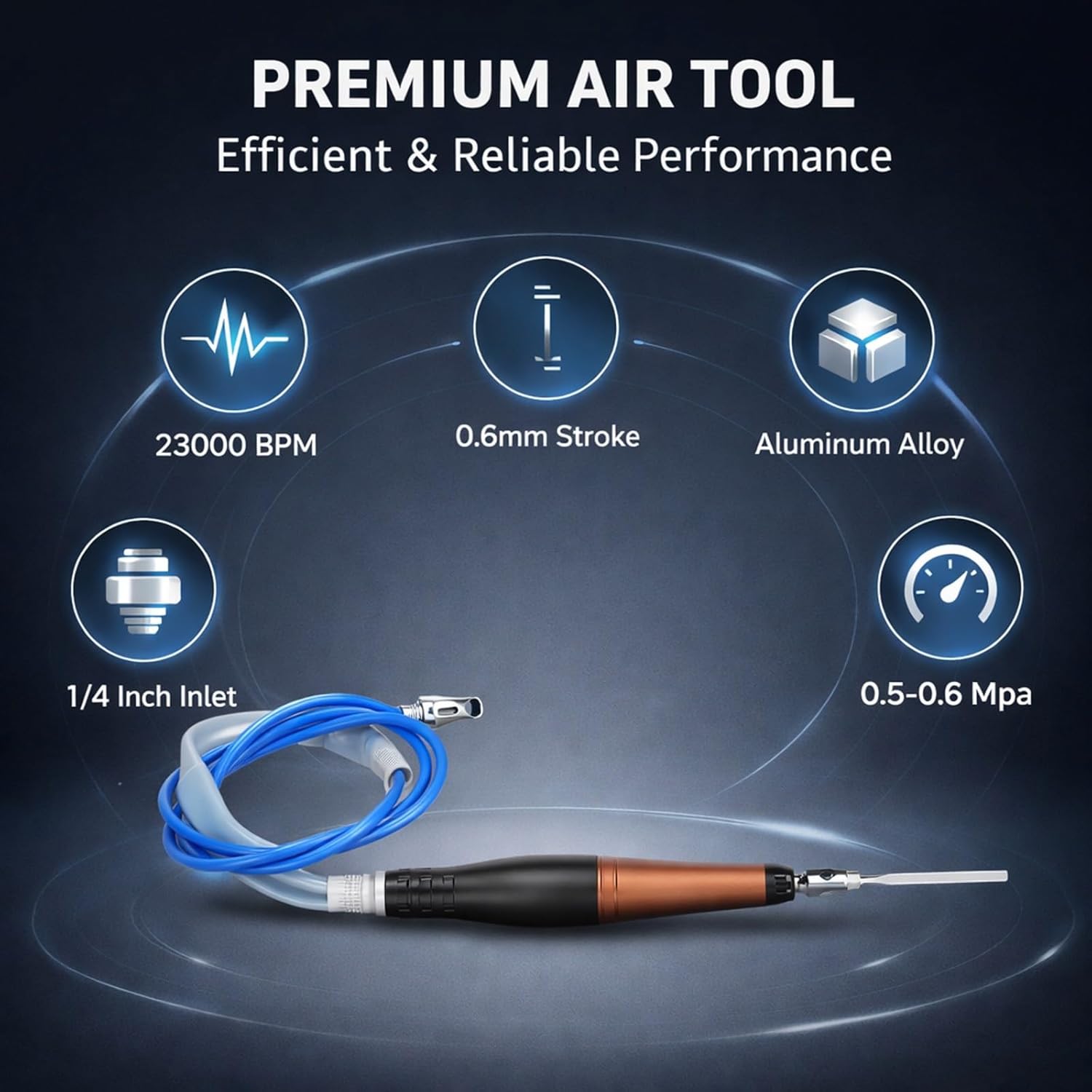 Air Reciprocating File Pneumatic Saw 0.6mm Stroke, 23000bpm, 1/4 Inch Inlet - Adjustable Speed, Lightweight Ergonomic Body, Ideal for Metal and Woodworking