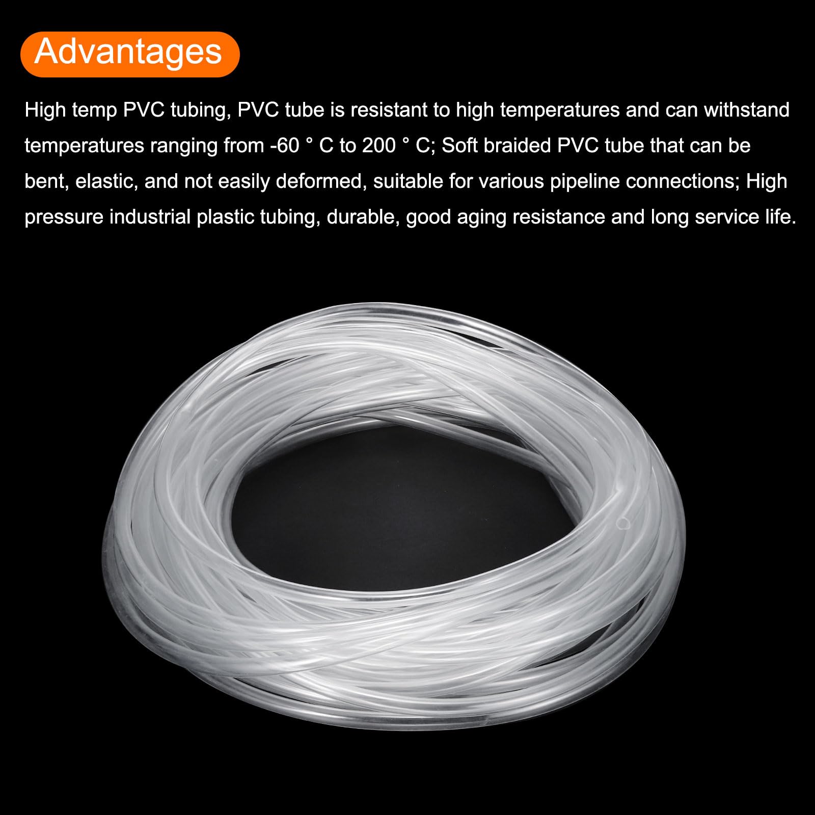 QUARKZMAN Tubazione in PVC Trasparente 3/8" ID 1/2" OD Tubo in PVC Plastica Flessibile Tubo per Acqua 100ft per Tubazioni Industriali, Acquari, 9.5mm x 12.7mm